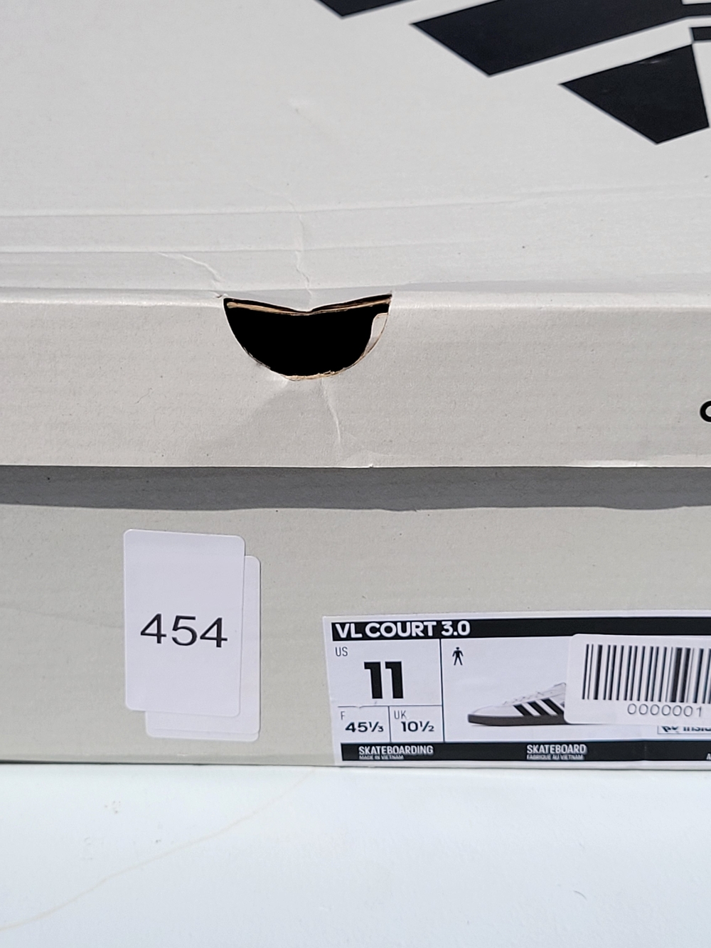 Mens Size 11 Adidas VL Court 3.0 Leather Skateboard Sneakers White Black Grey - Picture 2 of 8